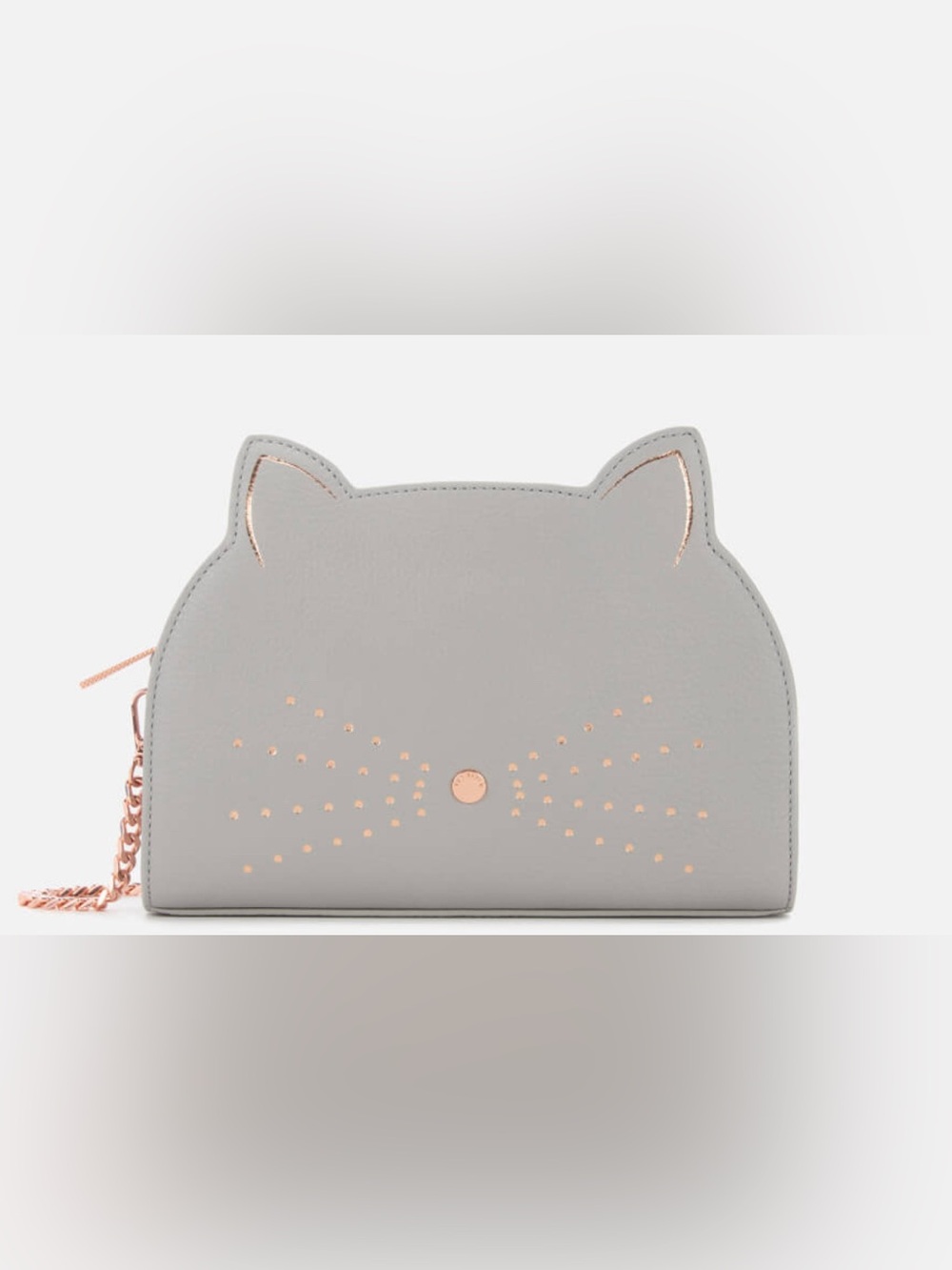 Ted Baker Gray Cat-Shaped Crossbody Bag with Rose Gold Accents